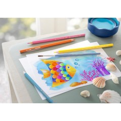 Faber-Castell Classic Color Crayons Aquarelle Paquet de 48 Crayons de Couleur Aquarelle Hexagonaux + Pinceau - Résistance à la