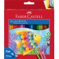 Faber-Castell Crayons aquarelle de couleur classique paquet de 24 crayons de couleur aquarelle hexagonaux + pinceau