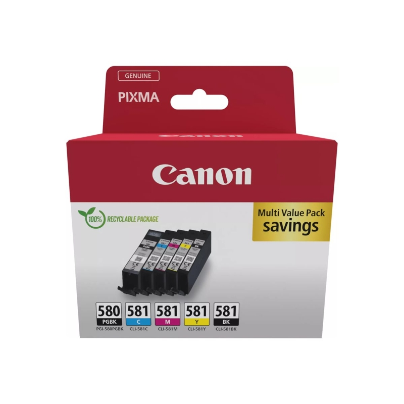 Pack de 5 cartouches d'encre d'origine Canon PGI580/CLI581 - 2078C007