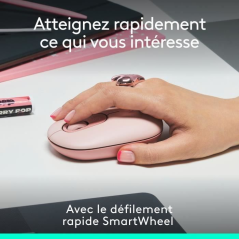 Sans fil Logitech Pop Mouse Rose - Confort et précision