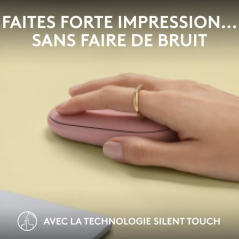 Souris sans fil Logitech Pebble Mouse 2 M350s - Rose, compacte et sile