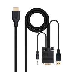 Câble convertisseur VGA vers HDMI Nanocable - VGA/M-HDMI/M + audio - 1,8 m - Noir