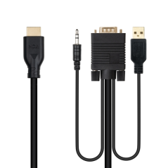 Câble convertisseur VGA vers HDMI Nanocable - VGA/M-HDMI/M + audio - 1,8 m - Noir