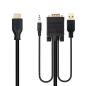 Câble convertisseur VGA vers HDMI Nanocable - VGA/M-HDMI/M + audio - 1,8 m - Noir