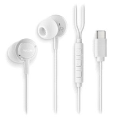 Écouteurs intra-auriculaires NGS CROSS STEP avec microphone - USB-C - Bouton multifonction - Couleur blanche