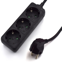 Multiprise 3 prises Ewent - Fiche Schuko 16 A - Noir