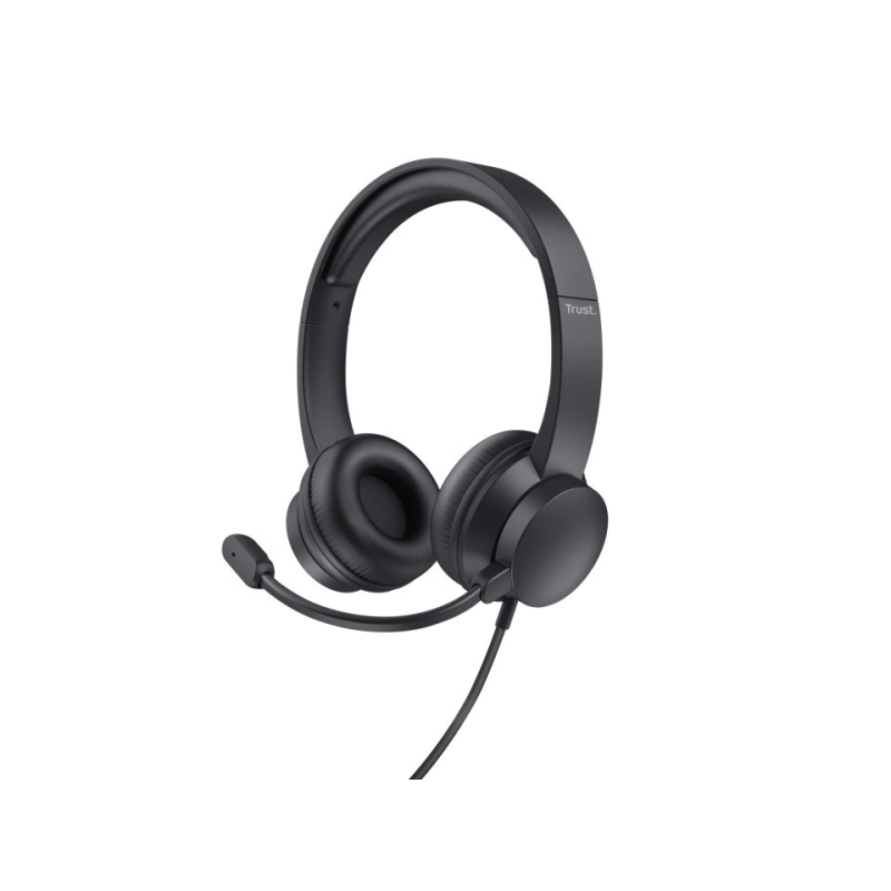 Casque filaire Trust pour ordinateur portable - Microphone réglable - Bandeau réglable - Contrôle du volume - Noir