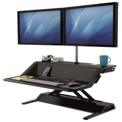 Station de travail Lotus assis-debout de Fellowes - 22 réglages de hauteur - Offre une stabilité maximale - Deux grandes surface
