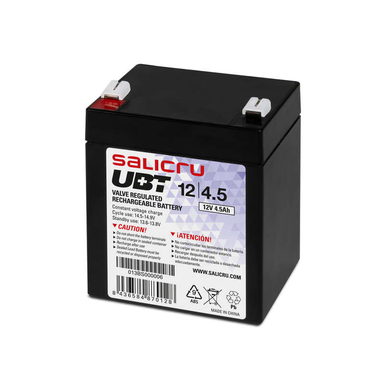 Salicru UBT 12/4.5 Batterie AGM rechargeable 4,5 Ah / 12 V - Couleur Noir
