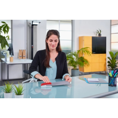 Agrafeuse de bureau Novus Evolution E15 - Jusqu'à 15 feuilles - Agrafage serré et tapotement - Comprend 200 agrafes n° 10 - Roug