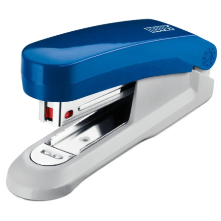 Agrafeuse de bureau Novus Evolution E15 - Jusqu'à 15 feuilles - Agrafage serré et tapotement - Comprend 200 agrafes n° 10 - Bleu