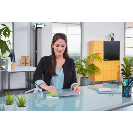 Agrafeuse de bureau Novus Evolution E15 Fresh - Jusqu'à 15 feuilles - Agrafage serré et tapotement - Comprend 200 agrafes n° 10