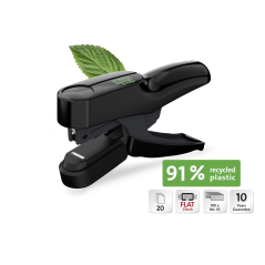 Agrafeuse à pince Novus B 36FC re+new - Jusqu'à 20 feuilles - Fabriquée avec 91 % de plastique recyclé - Agrafage à plat - Noire