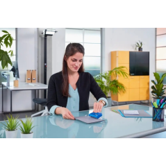 Perforatrice Novus E210 - Jusqu'à 10 feuilles - Guide de positionnement - Perforations de 5,5 mm - Bleue