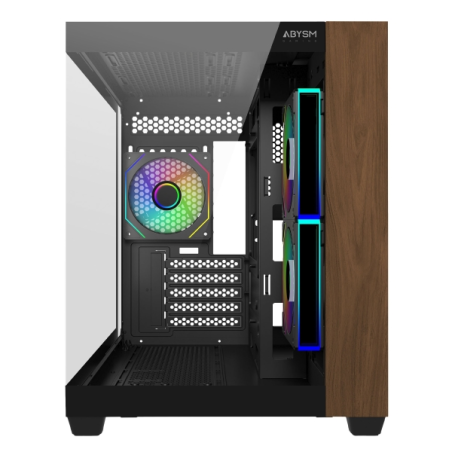 Boîtier Abysm Danube Sava Nature 285C Noir ARGB Micro ATX/ITX - Panneaux latéraux et avant en verre trempé - Baies pour disques