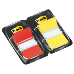 Distributeurs Post-It Index, lot de 2, avec 100 marqueurs index repositionnables - Forme rectangulaire - Couleurs assorties