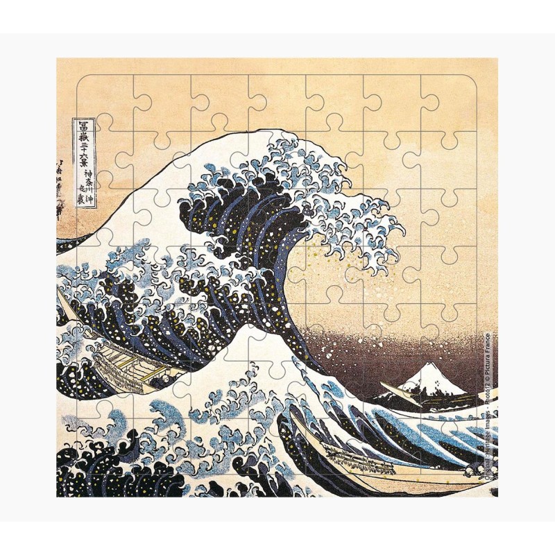 Pictura Card Puzzle - 15,5x15,5 cm - La Grande Vague de Kanagawa - 49 pièces - Comprend une carte pliée et une enveloppe