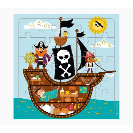 ✅ Pictura Carte Puzzle Pirates - 15,5 x 15,5 cm - 25 pièces - Thème Pirates - Comprend une carte pliée et une en stock