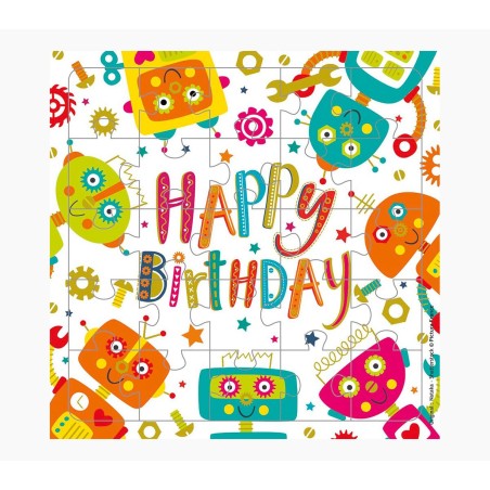 ✅ Carte puzzle Pictura - 15,5 x 15,5 cm - Thème robot - 25 pièces - Comprend une carte pliée et une enveloppe en stock