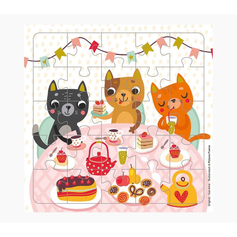 Carte puzzle Pictura Cat - 15,5x15,5 cm - 25 pièces - Thème félin - Comprend une enveloppe blanche - Certification FSC