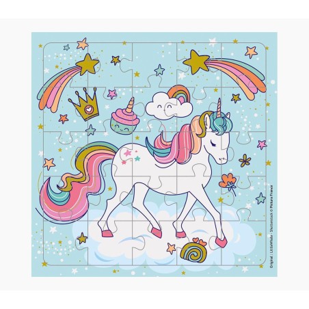 ✅ Carte puzzle Pictura Licorne - 15,5 x 15,5 cm - 25 pièces - Thème Licorne - Comprend une carte pliée et une en stock