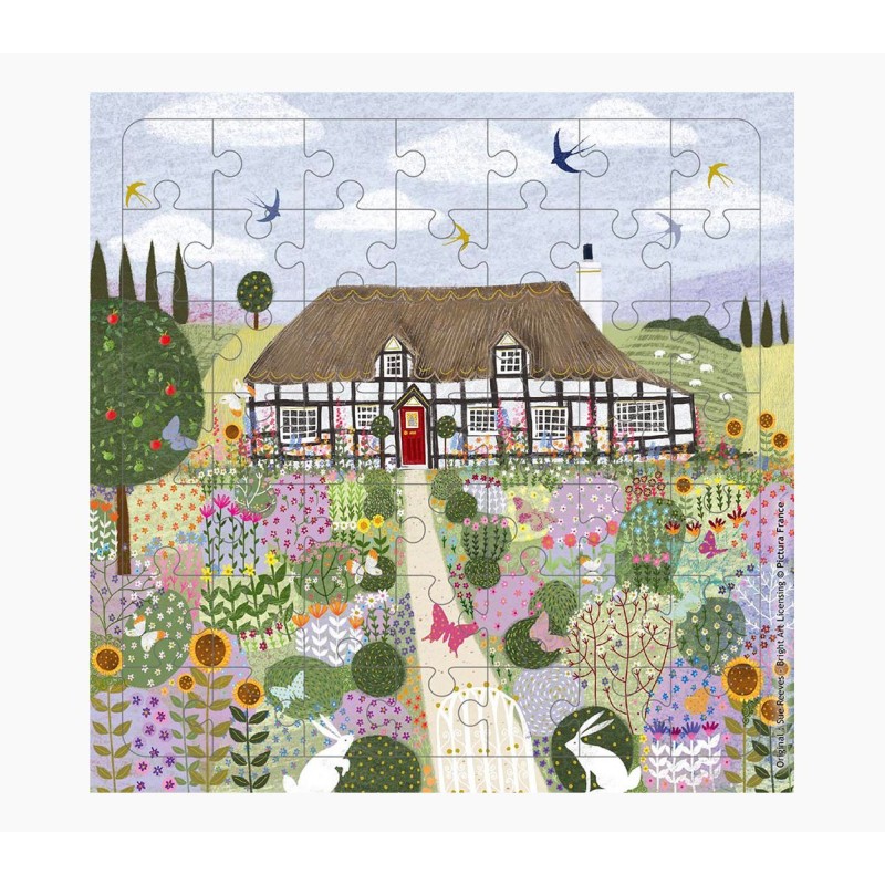 Carte puzzle Pictura - 15,5 x 15,5 cm - Thème maison de campagne - 49 pièces - Comprend une carte pliée et une enveloppe