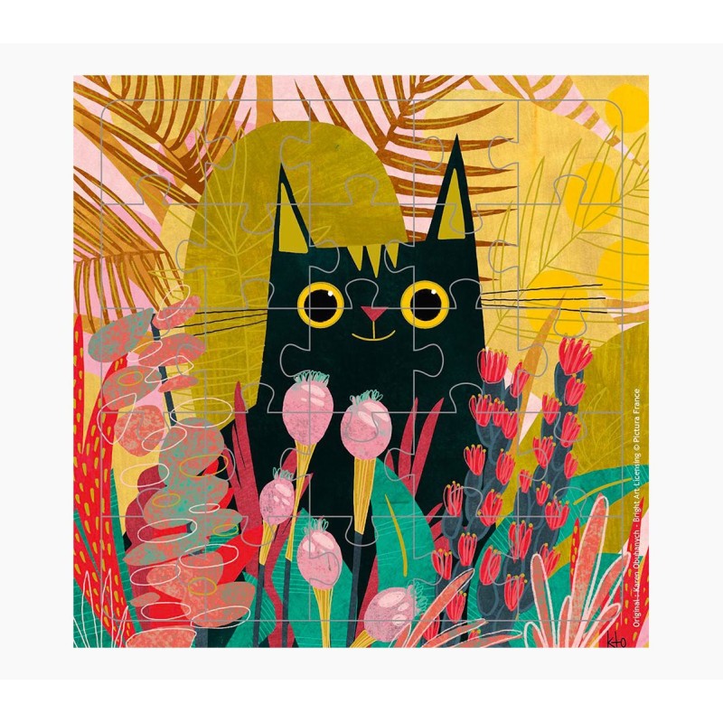 Carte puzzle Pictura Cat - 15,5x15,5 cm - 25 pièces - Thème félin - Comprend une carte pliée et une enveloppe blanche