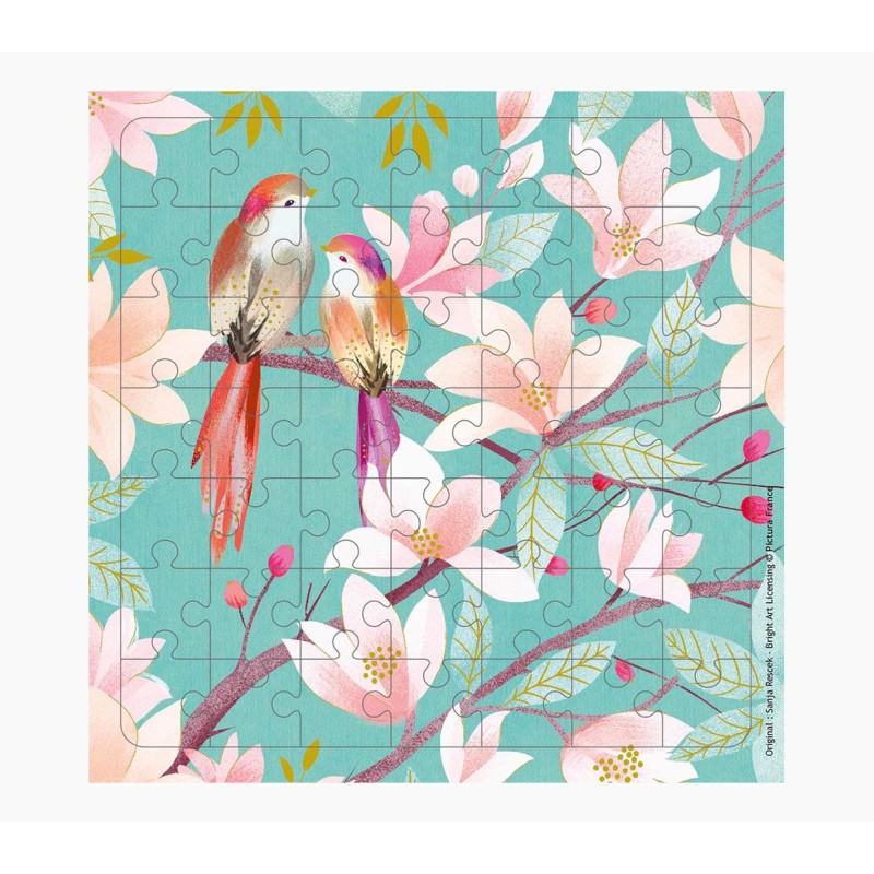 Puzzle de cartes Pictura - 15,5 x 15,5 cm - Thème oiseau - 49 pièces - Comprend une carte pliée et une enveloppe blanche