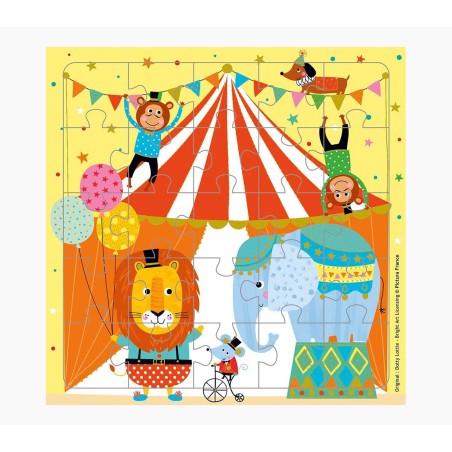 ✅ Carte Puzzle Pictura - 15,5x15,5 cm - Thème Cirque - 25 pièces - Carte pliée incluse - Emballée sous cello en stock