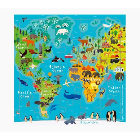 ✅ Carte puzzle Pictura – 15,5 x 15,5 cm – Thème carte du monde – 25 pièces – Comprend une carte pliée en stock