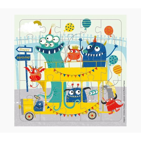 ✅ Carte puzzle Pictura Monsters de 25 pièces + carte pliée - Découpée - 15,5x15,5 cm - Comprend une envelopp en stock