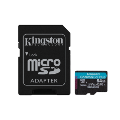 Carte Micro SDXC Kingston 64 Go UHS-I U3 V30 200 Mo/s avec adaptateur