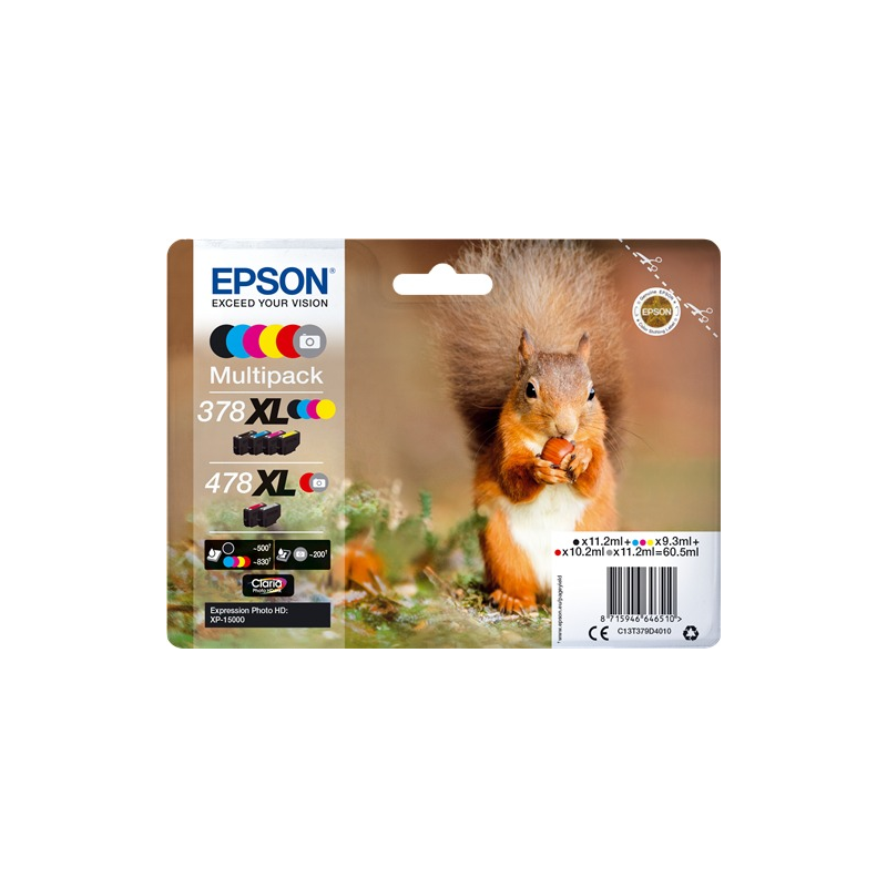 Epson MultiPack 378XL / 478XL Noir / Cyan / Magenta / Jaune / Rouge / Gris
