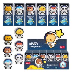 ✅ Dohe Présentoir de 24 Taille-Crayons en Plastique - Forme Astronaute-Animal - Lame Acier couleur Plusieurs co en stock