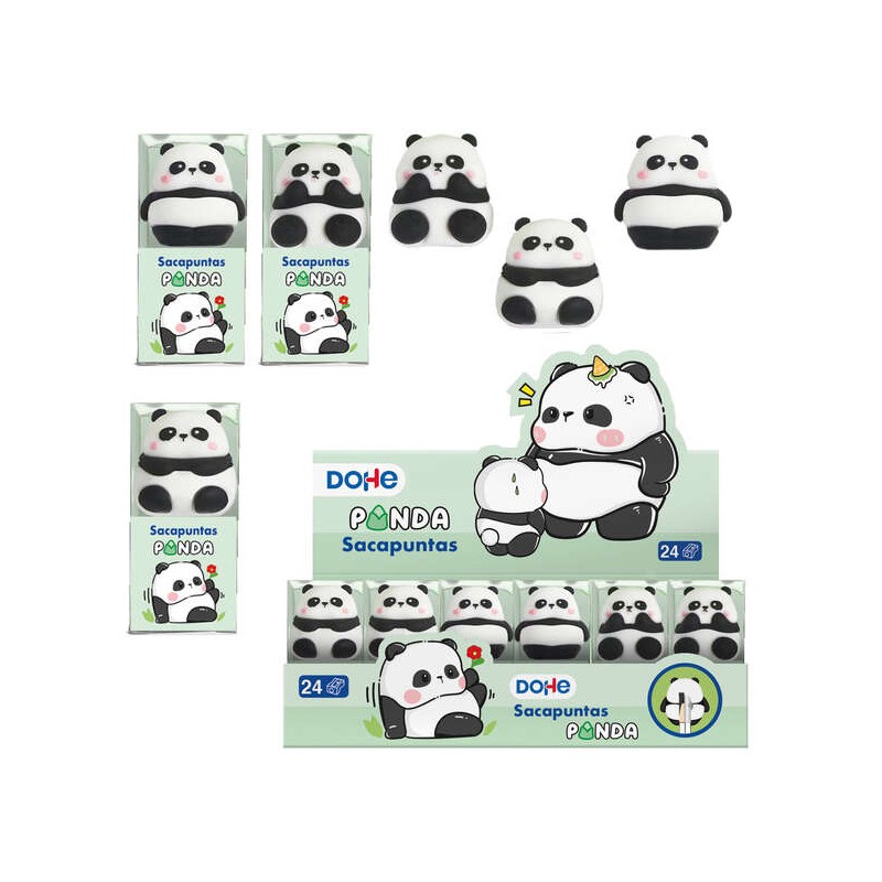 Taille-Crayons Panda Dohe - Présentoir 24 - Plastique Multicolore

