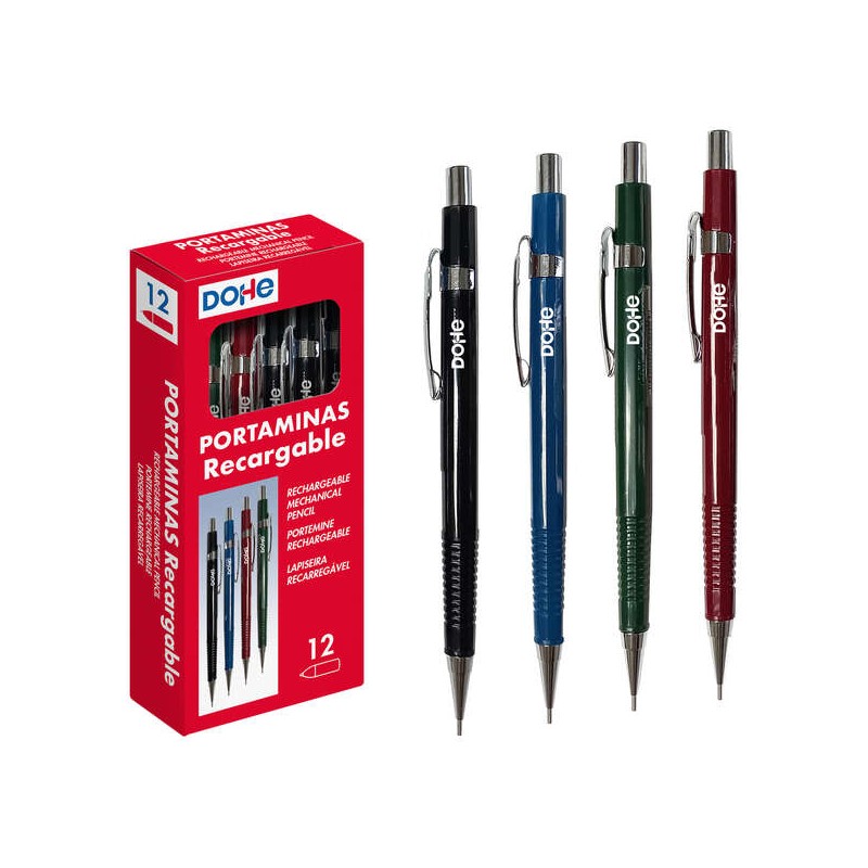 Porte-mine rechargeable Dohe lot de 12 couleurs assorties