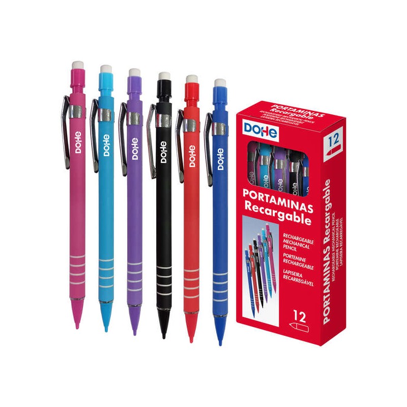 Porte-mine rechargeable Dohe lot de 12 couleurs assorties