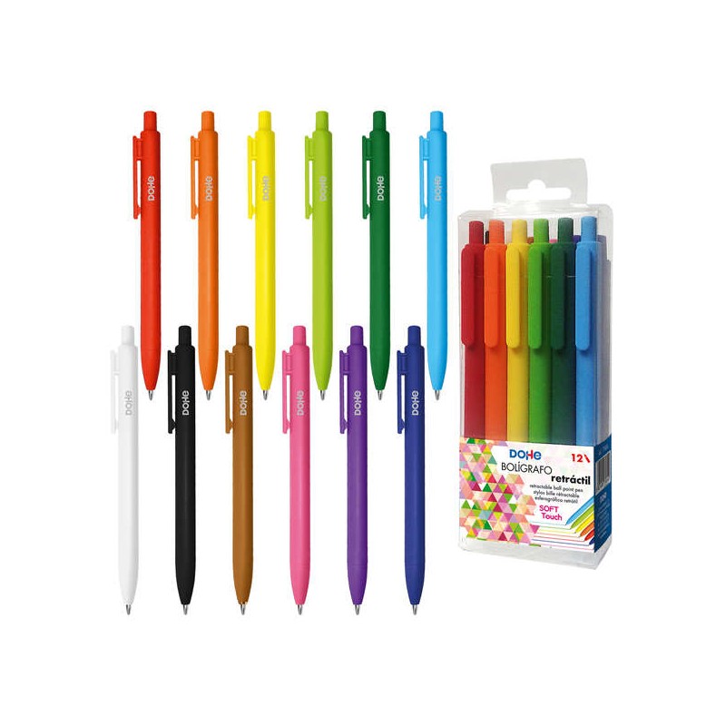 Stylos rétractables Dohe assortis pack de 12 couleurs