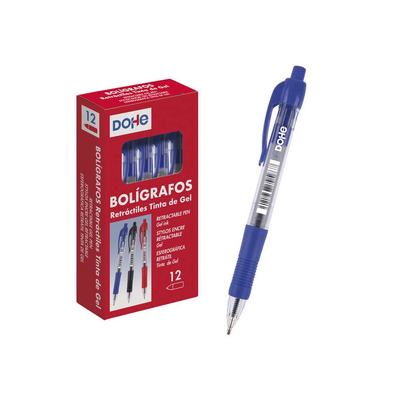 Stylos gel rétractables Dohe bleu pointe 0,7 mm étanche