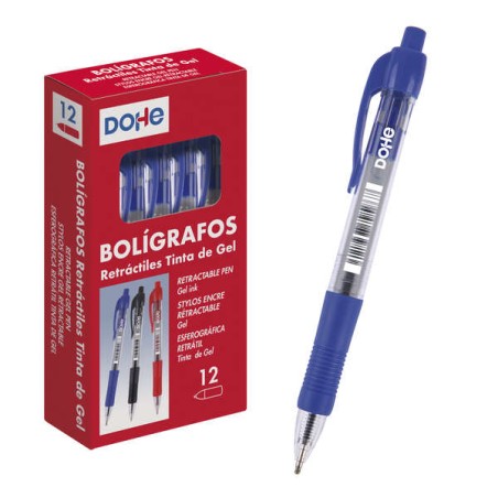 Boîte stylos gel rétractables bleus