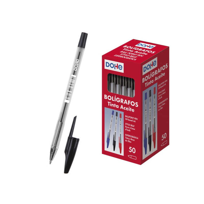 Stylo bille noir 1 mm Dohe corps transparent