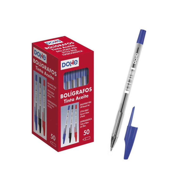 Stylo bille encre huile Dohe bleu 1 mm corps transparent Stylo bille encre huile Dohe bleu 1 mm corps transparent