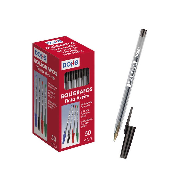 Stylo bille noir 1 mm Dohe corps transparent