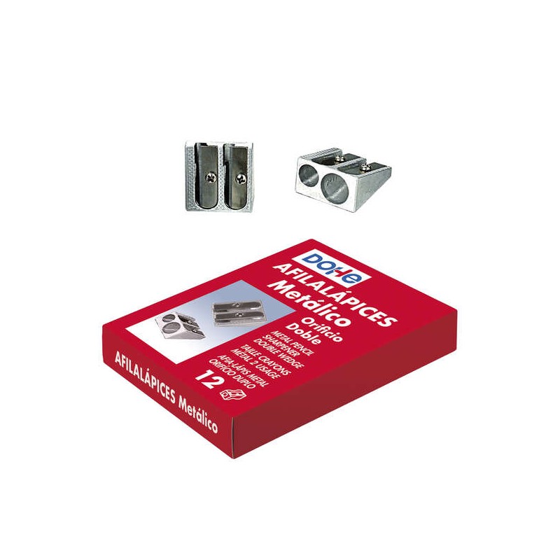 Taille-crayon double métal gris - Dohe - Lame acier robuste

