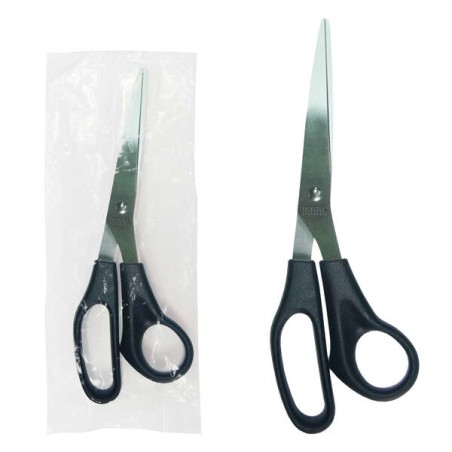 ✅ Ciseaux Dohe en Acier Inoxydable - Bouts Arrondis - Manche Ergonomique en Plastique - Couleur Noir - dans Sach en stock