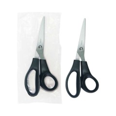 ✅ Ciseaux Dohe en Acier Inoxydable - Bouts Arrondis - Manche Ergonomique en Plastique - Couleur Noir - dans Sach en stock