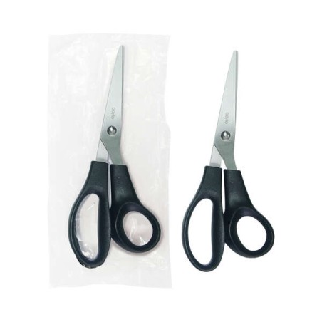 ✅ Ciseaux Dohe en Acier Inoxydable - Bouts Arrondis - Manche Ergonomique en Plastique - Couleur Noir - dans Sach en stock