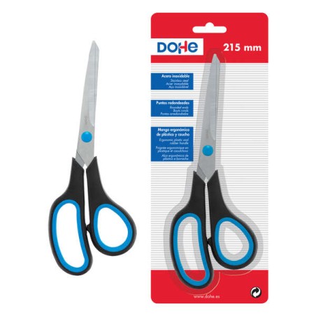 ✅ Ciseaux Dohe Inox - Pointes Arrondies - Manche Ergonomique Plastique et Caoutchouc - Blister Individuel couleu en stock