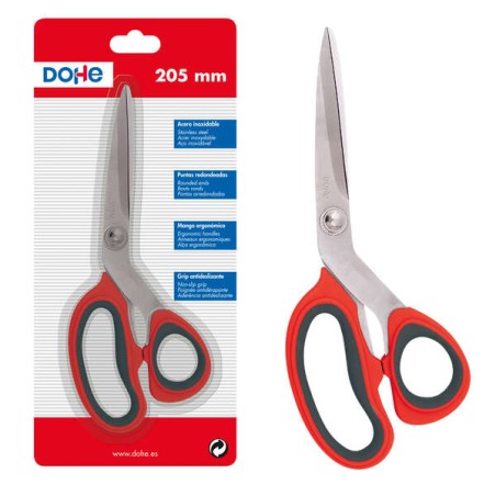 ✅ Ciseaux Dohe Inox - Pointes Arrondies - Manche Ergonomique Plastique et Caoutchouc - Blister Individuel couleu en stock