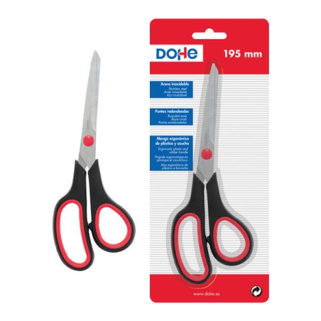 ✅ Ciseaux Dohe Inox - Pointes Arrondies - Manche Ergonomique Plastique et Caoutchouc - Blister Individuel couleu en stock